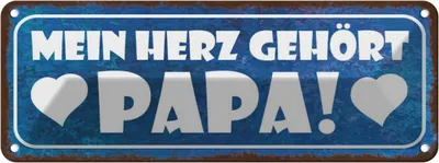Produktbild von vianmo Blechschild 10x27 cm Mein Herz gehört Papa Männer Frauen Spruch Zitat