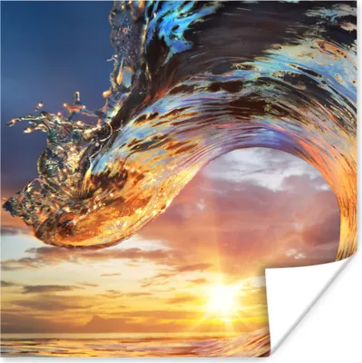 Produktbild von MuchoWow® Poster Sonne - Meer - Farben 50x50 cm - Wohnzimmerdekoration