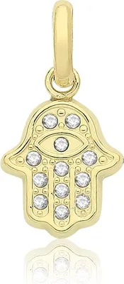 Produktbild von Raffinierter 9 Karat (375) Gold Damen - Hamsa Anhänger mit Zirkonia - 14mm*8mm; TRS36033