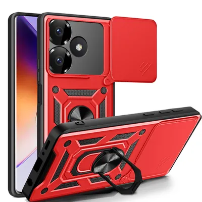 Produktbild von Outdoor Panzer Hülle Xiaomi Redmi 13 /Poco M6 Handyhülle Kameraschutz Ringhalter Rot
