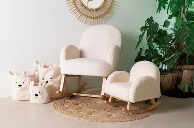 Produktbild von Childhome Teddy Schaukelstuhl Weiß / Natur | Kinderschaukelstuhl