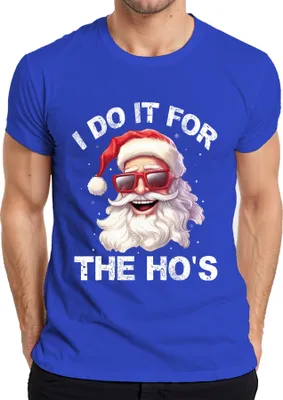 Produktbild von I Do It For The Ho's Santa Weihnachtsmann Lustig Geschenk Herren T-Shirt, Blau, XL