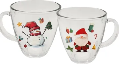 Produktbild von 6 Latte Macchiato Gläser 350ml mit Henkel Kaffeegläser Weihnachtsgläser