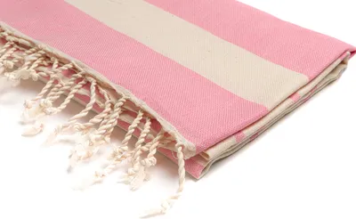 Produktbild von Saunatuch Strandtuch Hamamtuch Pink Gestreift 100% Baumwolle 100x180