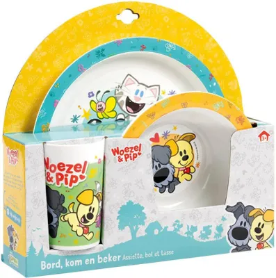 Produktbild von Bambolino Toys Kindergeschirr Woezel & Pip Melamin Ess-Set - bunt und robust