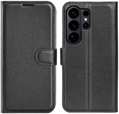 Produktbild von Hülle für Samsung Galaxy S26 Ultra - Phonesta Litchi Skin Book Wallet Klapphülle - Schwarz
