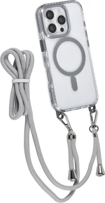 Immagine prodotto di Custodia posteriore TUNIQ per iPhone 16 Pro - cordino da collo - TPU+PC - Grigio