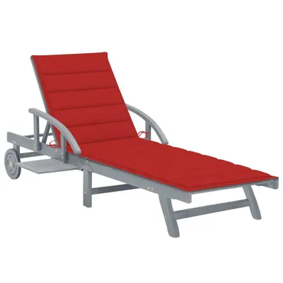 Image de Chaise longue de jardin avec coussin Bois d'acacia solide