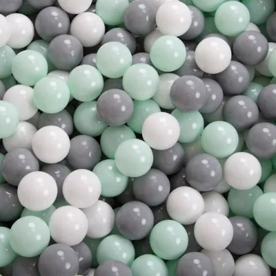 Produktbild von KiddyMoon 100/6cm dětské míče na hraní ve vaně dětské plastové míče vyrobené v EU, bílé/šedé/mátové