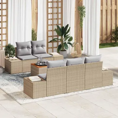 Obrázok produktu pre Maison Exclusive - Súprava záhradných pohoviek s vankúšom 6 pcs Béžová polyratan