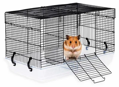 Image de Cage noire pour rongeurs avec poignée pour hamsters et souris
