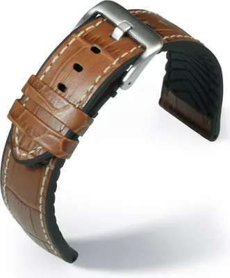 Produktbild von Eulit Eutec Belize Uhrenarmband braun Krokooptik versiegelte Kante , Stegbreite:22mm, Schließe:Silbern