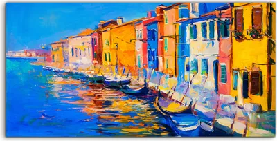 Produktbild von Coloray Glasbild 140x70  Wandbild Glasbilder Venedig Italien Stadt Wasser boote