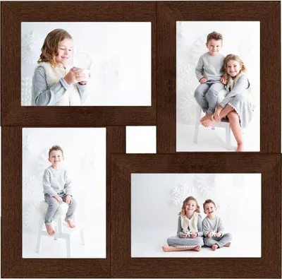 Zdjęcie produktu dla vidaXL Ramka kolażowa na zdjęcia 4x (10x15 cm) Ciemnobrązowy MDF