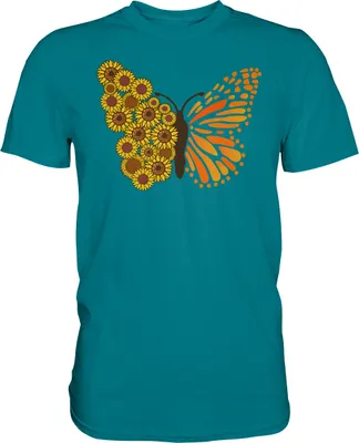 Produktbild von Sonnenblumen Schmetterling T-Shirt Garten Motiv Gärtner Geschenk – Diva Blue / XL