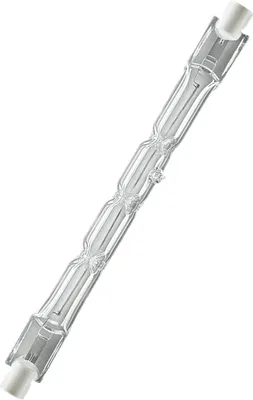 A clear, professional studio shot of a linear halogen light bulb against a white background.