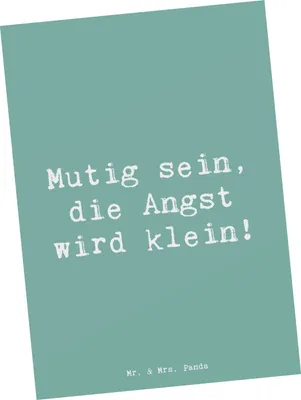 Produktbild von Mr. & Mrs. Panda Postkarte Spruch Angst überwinden - Meeresbrise - Geschenk, Zuversicht, Ermutigung, Postkarten, bildkarte, Stärke, Fantasie, Herausforderungen, Trost