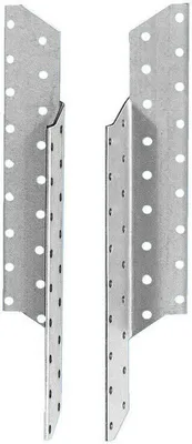 Two metal joist hangers are shown against a white background.