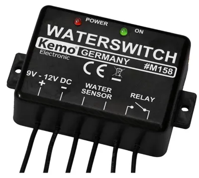 Produktbild von Kemo M158 Wassermelder 9 - 12 V/DC. Integriertes Relais. Steuern von Sirenen, anderen Abschaltrelais usw. Mit LED-Anzeigen. Stromaufnahme <10 mA