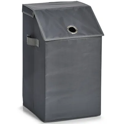 Produktbild von Zeller Wäschekorb mit Deckel und Tragegriffen Polyester grau 34x34x60 cm