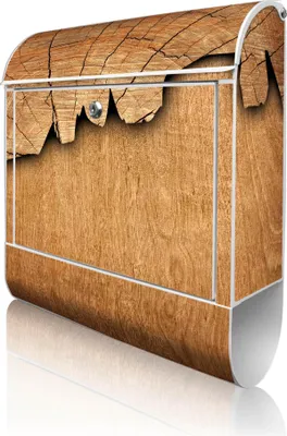 Produktbild von banjado Design Briefkasten Stahl weiß mit Zeitungsfach pulverbeschichtet "Holz" 38x46x12,5cm & 2 Schlüssel - Postkasten A4 Einwurf inkl. Montagematerial [BKW 10447]