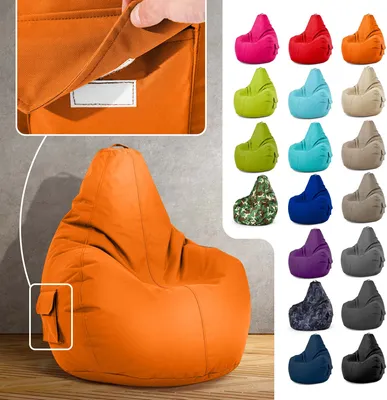 Produktbild von Green Bean® Sitzsack mit Rückenlehne "Cozy" 80x70x90cm - Gaming Chair mit 230L EPS Perlen Füllung - Orange