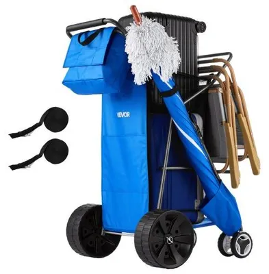 Produktbild von VEVOR Strandwagen mit Vollgummirädern (10 Zoll), Faltbarer Strandtrolley mit Isoliertasche & Schirmhalter, Handwagen (75 kg Belastbar) für bis zu 4 Strandstühle, Strandkarre Ideal für Camping & Angeln