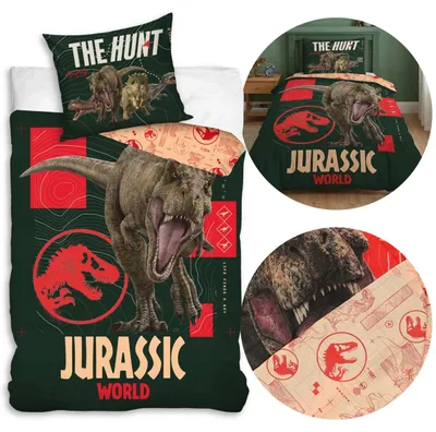 Produktbild von Jurassic World Bettwäsche für Kinder, 140x200 cm + 70x90 cm, 100% Baumwolle, doppelseitig, mit Reißverschluss,