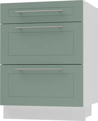 Produktbild von Schubladenunterschrank KVANTUM Teilauszug 60cm Korpus- & Frontfarbe wählbar Q-D3M/60,mint matt,weiß