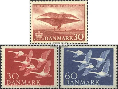 Produktbild von Briefmarken Dänemark 1956 Mi 363,364-365 (kompl.Ausg.) Jahrgang 1956 komplett postfrisch J. C. H. Ellehammer
