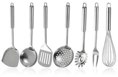 Obrázek produktu pro Sada kuchyňského náčiní z nerezové oceli, 7 kusů, s otvorem pro zavěšení