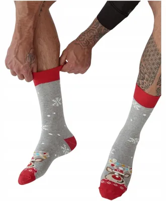 Produktbild von Milena Herren Weihnachtssocken mit Renifer hellgrau Größe 42-46