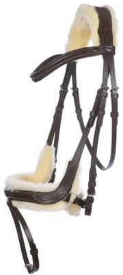 Immagine prodotto di Kavalkade snaffle Ivy marrone con pelle d'agnello staccabile con archetto inglese combinato, misura cavallo:warmblood