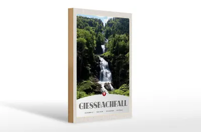 Produktbild von Holzschild Reise 20x30cm Giessbachfall Wasserfall Gebirge