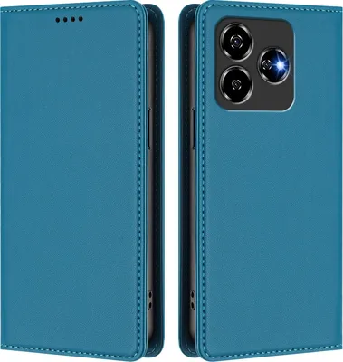 Produktbild von Handyhülle für ZTE Axon 60/Blade V60/nubia V60, Kunstleder Klapphülle Stoßfeste Magnetische Hülle mit Ständer Blau
