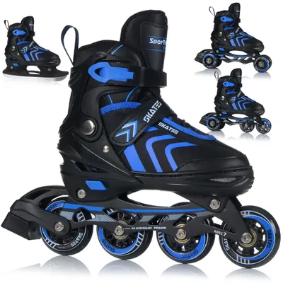 Produktbild von Set 4in1 Rollschuh,Inliner ,Schlittschuh für Kinder Gr. 34-38 Blau