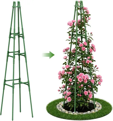 Produktbild von Rankhilfe Set mit 1 Pflanzenregalen aus Metall, 162 cm, verstellbare Pflanzenstütze für den Garten – rostfreier und wasserbeständiger Pflanzenstab – v