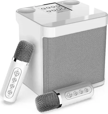 Image de Karaoké avec 2 microphones, blanc, sans fil pour la télévision