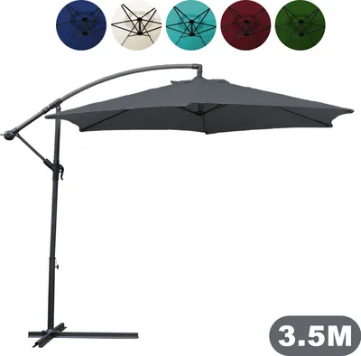 Produktbild von Yakimz Sonnenschirm Ampelschirm 350cm - Ampelschirm, Sonnenschutz, Gartenschirm - Grau