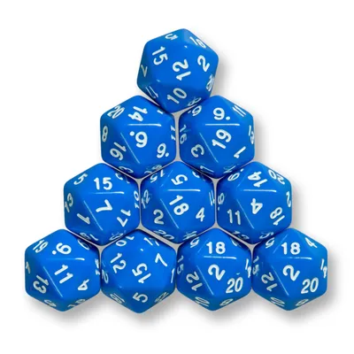 Produktbild von 10x polyedrische W20 Würfel für Rollen- und Tabletopspiele (blau)