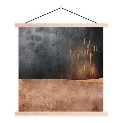Produktbild von MuchoWow® Textilposter Abstrakt - Gold - Design 40x40 cm mit holzfarbenen Rahmen - Posterleiste