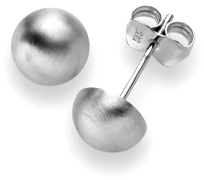 Produktbild von Paar Ohrstecker Ohrschmuck Halbkugel 6,5mm 585 Gold Weißgold mattiert