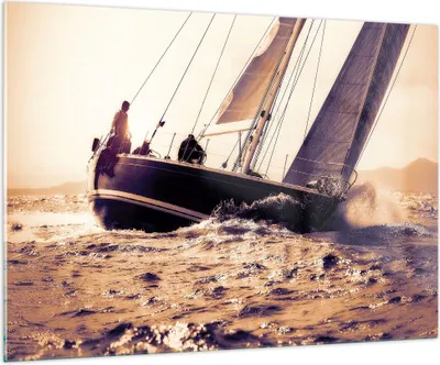 Produktbild von Bilder auf glas - Meer Yacht Welle - 100x70cm - Glasbilder - Wandbilder - Kunstdruck - zum Aufhängen bereit - Wanddekoration aus Glas - Glas Bilder - Wandbild auf Glas - Einteilig - GAA100x70-3719