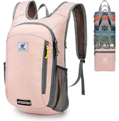 Immagine prodotto di Zaino pieghevole da 10 litri, ultraleggero, impermeabile, zaino da giorno, zaino da trekking, colore rosa