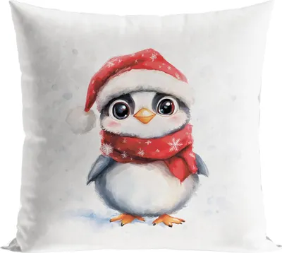 Produktbild von MARKIZETA | Weihnachtskissenbezug - Kissenbezug - 40 x 40 cm - Pinguin - Weiß - Weihnachtskissenhülle - Weihnachtsdeko