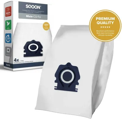 Produktbild von SQOON 4 Staubsaugerbeutel kompatibel mit Miele Guard M1 S1 L1, Staubsauger Beutel Miele Guard M1 S8380 Staubsaugerbeutel, S1 Staubsauger Beutel