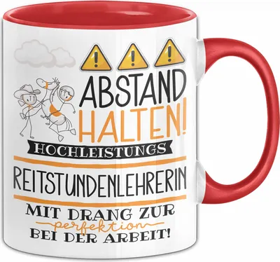 Produktbild von Reitstundenlehrerin Tasse Geschenk Lustig Abstand Halten Hochleistungs-Reitstundenlehrerin Mit Drang Zur Perfektion Bei Der Arbeit (Rot)