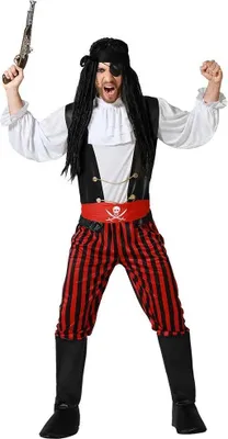 Produktbild von Atosa Piratenstreifen Kostüm Schwarz M-L Schwarz M-L
