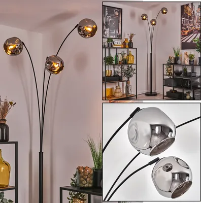Produktbild von Villamare Stehlampe aus Metall/Glas in Schwarz/Chromfarben