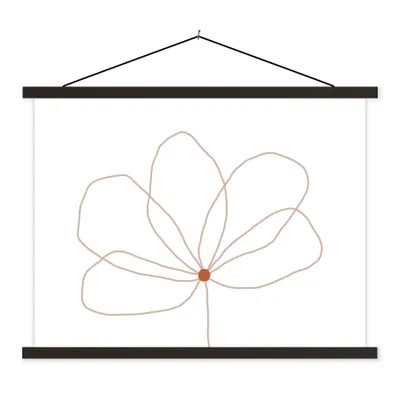 Produktbild von MuchoWow® Textilposter Blume - Strichzeichnung - Natur 40x30 cm mit schwarzem Rahmen - Dekorationen